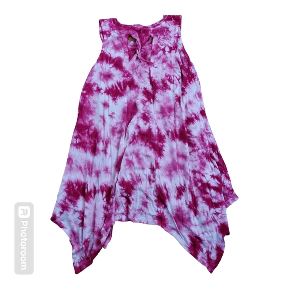💕Indigo thread handkerchief hem tie die tank - Picture 2 of 6